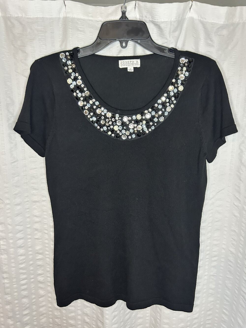 Joseph A. Women's Knit Top Small Black Beaded